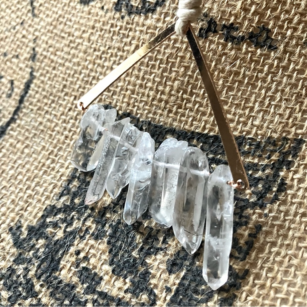 Raw cut stone crystal bead boho necklace